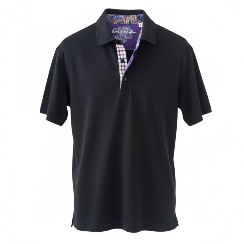 Robert Graham Black with Paisley and Plaid Accents Short Sleeve Polo Shirt - Picture 8 of 8